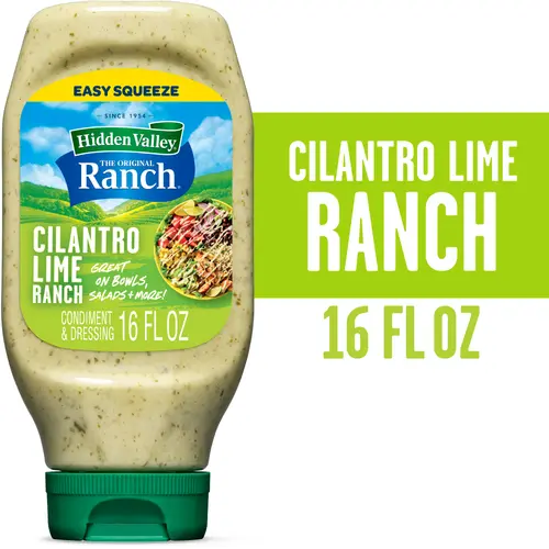 Hidden Valley Cilantro Lime Ranch Condiment and Dressing, Easy Squeeze Bottle, 16 Fluid Ounces