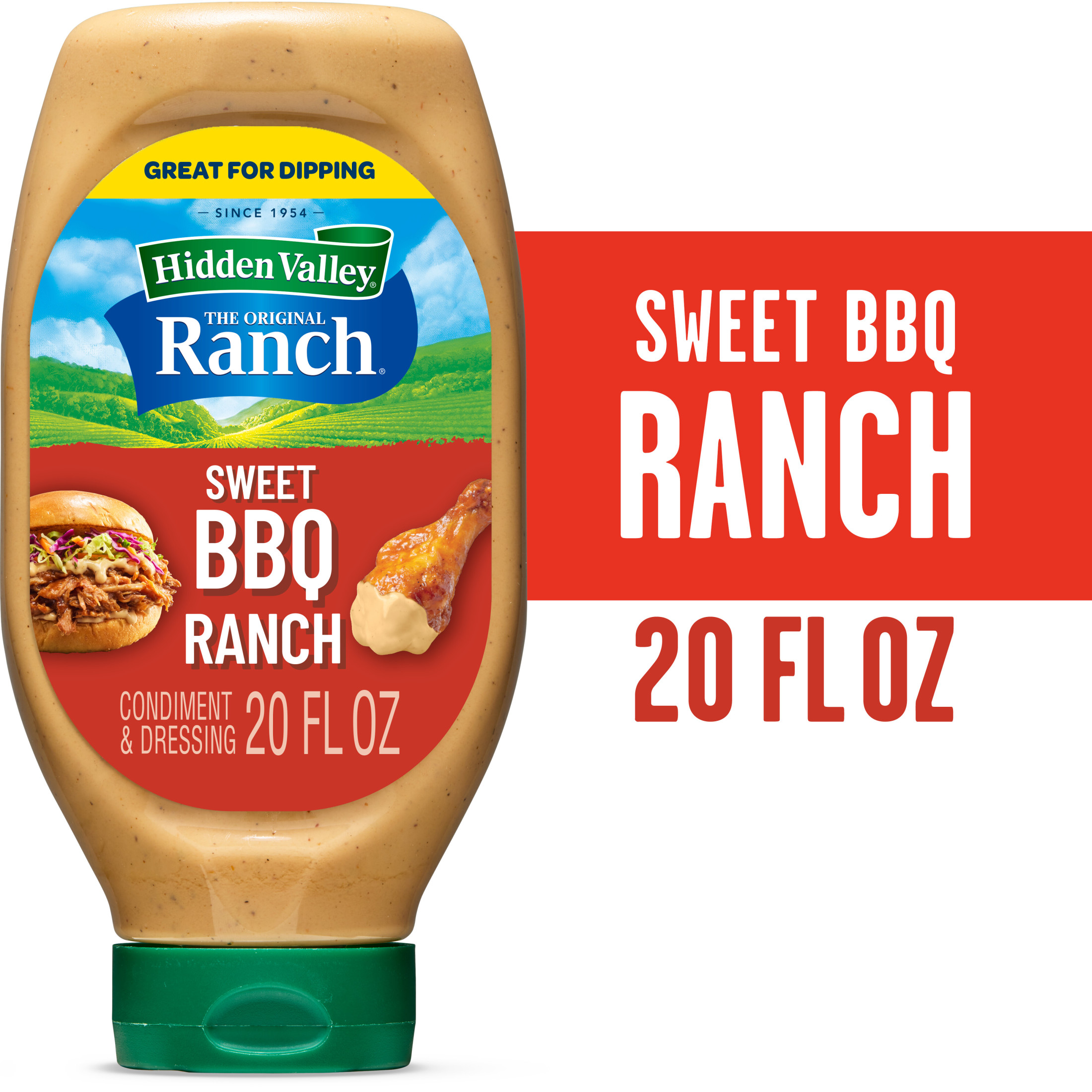 Hidden Valley Sweet BBQ Ranch Condiment and Dressing, Easy Squeeze Bottle, 20 Fl Oz