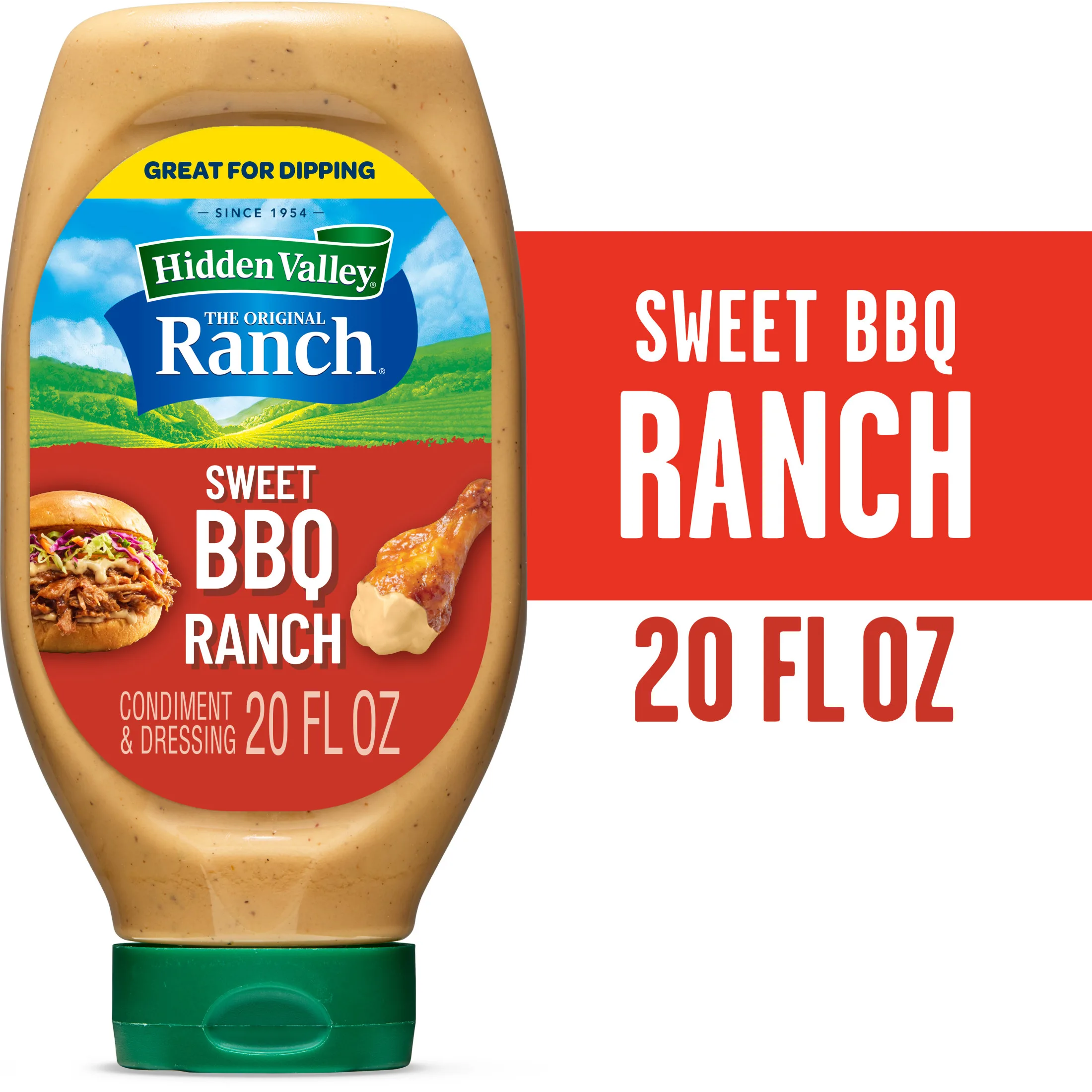 Hidden Valley Sweet BBQ Ranch Condiment and Dressing, Easy Squeeze Bottle, 20 Fl Oz