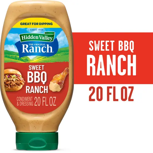 Hidden Valley Sweet BBQ Ranch Condiment and Dressing, Easy Squeeze Bottle, 20 Fl Oz