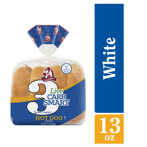 Aunt Millie's Live Carb Smart White Hot Dog Bun, 13oz, 8ct thumbnail 2