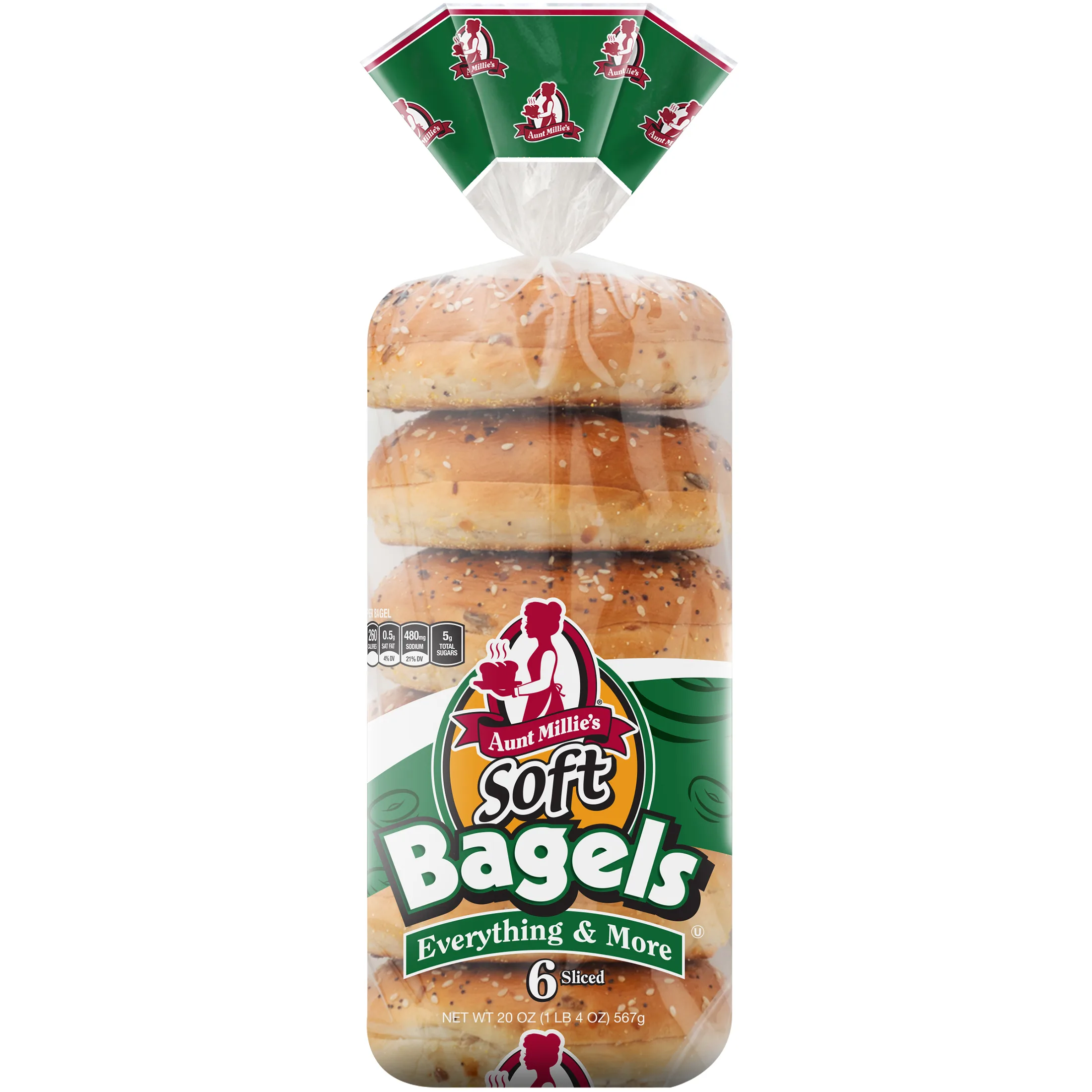 Aunt Millie's Bagels, Everything & More, 20 oz, 6 Count