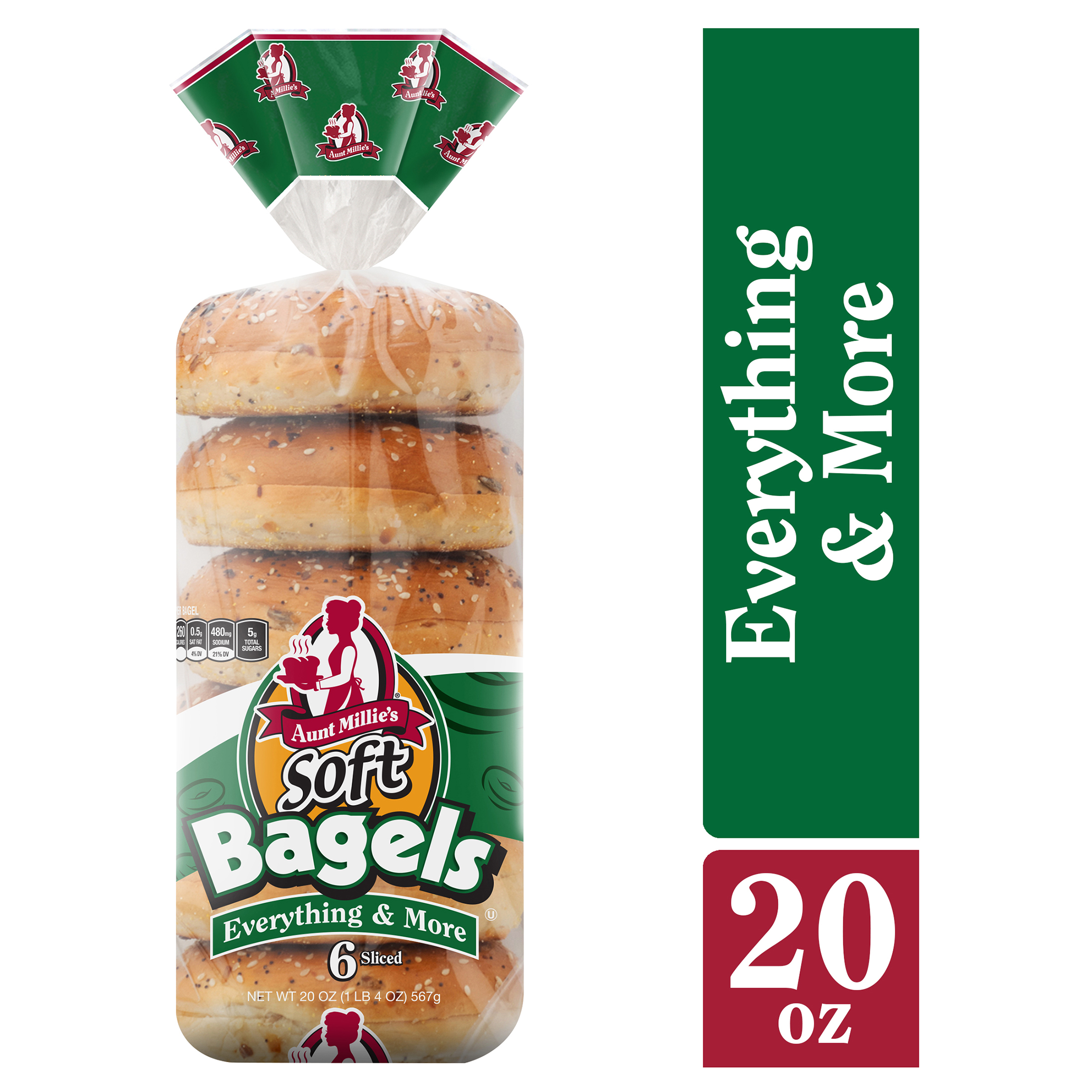 Aunt Millie's Bagels, Everything & More, 20 oz, 6 Count thumbnail 2