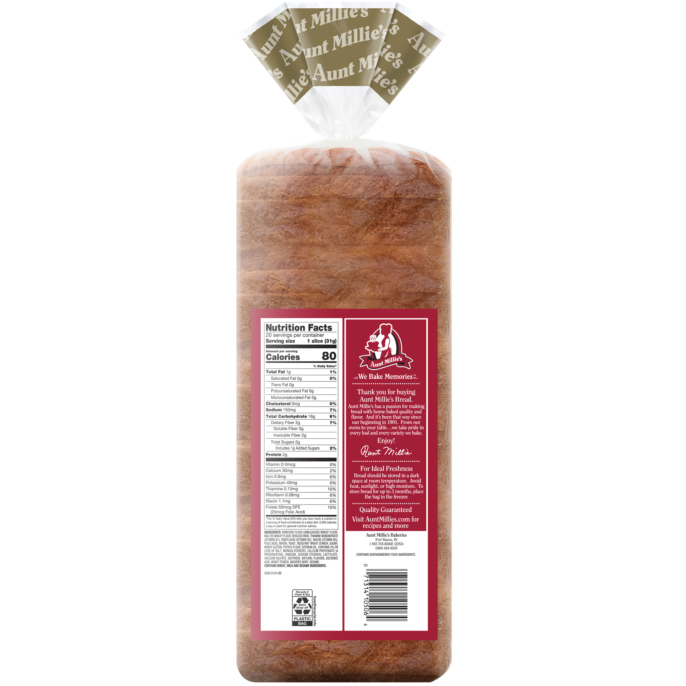 Aunt Millie's Potato Bread Loaf, 22 oz thumbnail 3