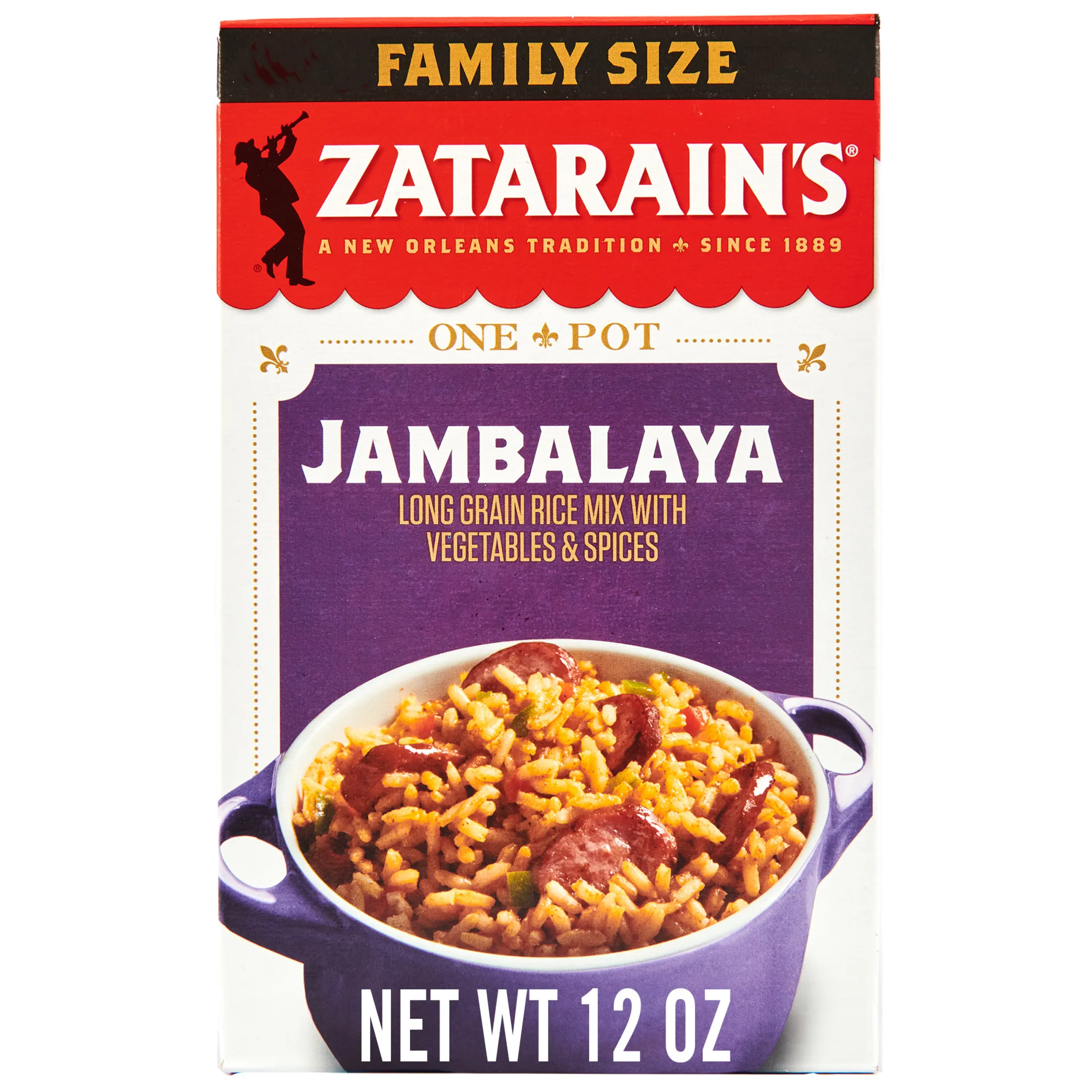 Zatarain's No Artificial Flavors Gluten Free Family Size Jambalaya Rice Dinner Mix, 12 oz Box