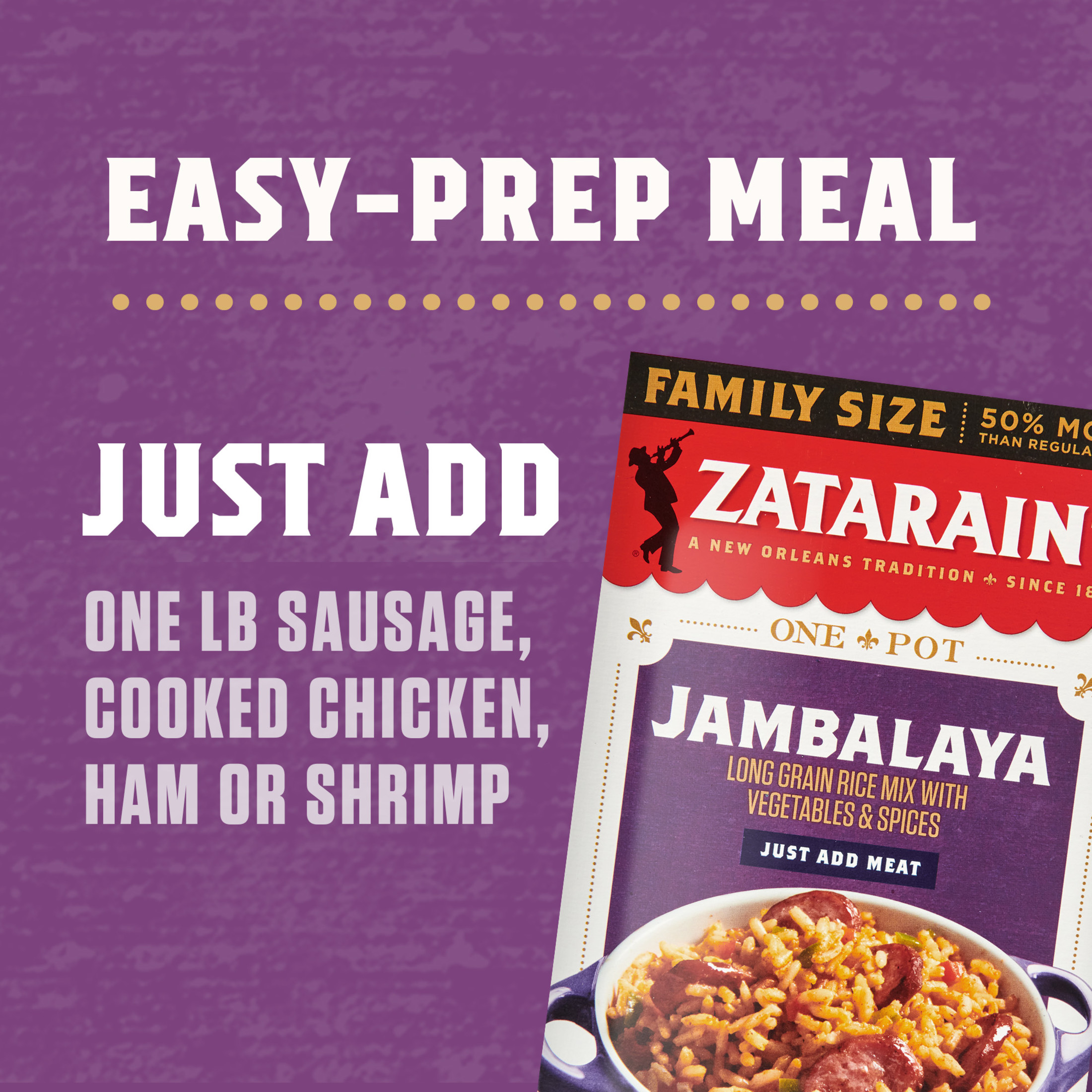 Zatarain's No Artificial Flavors Gluten Free Family Size Jambalaya Rice Dinner Mix, 12 oz Box thumbnail 4