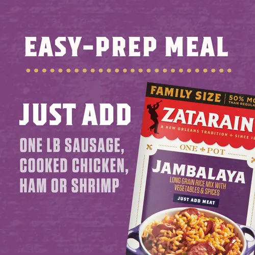 Zatarain's No Artificial Flavors Gluten Free Family Size Jambalaya Rice Dinner Mix, 12 oz Box thumbnail 4