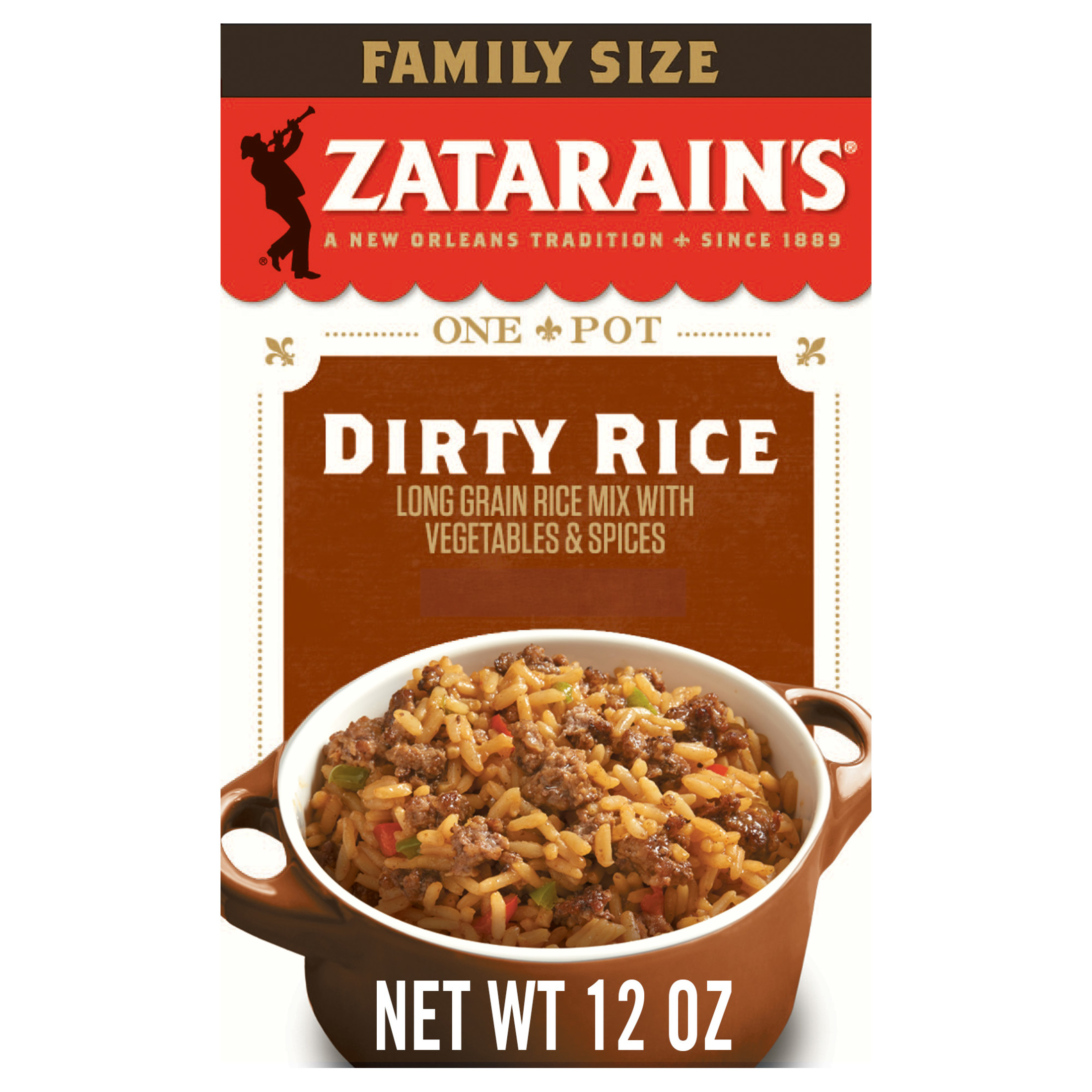 Zatarain's No Artificial Flavors Gluten Free Family Size Dirty Rice Mix, 12 oz Box