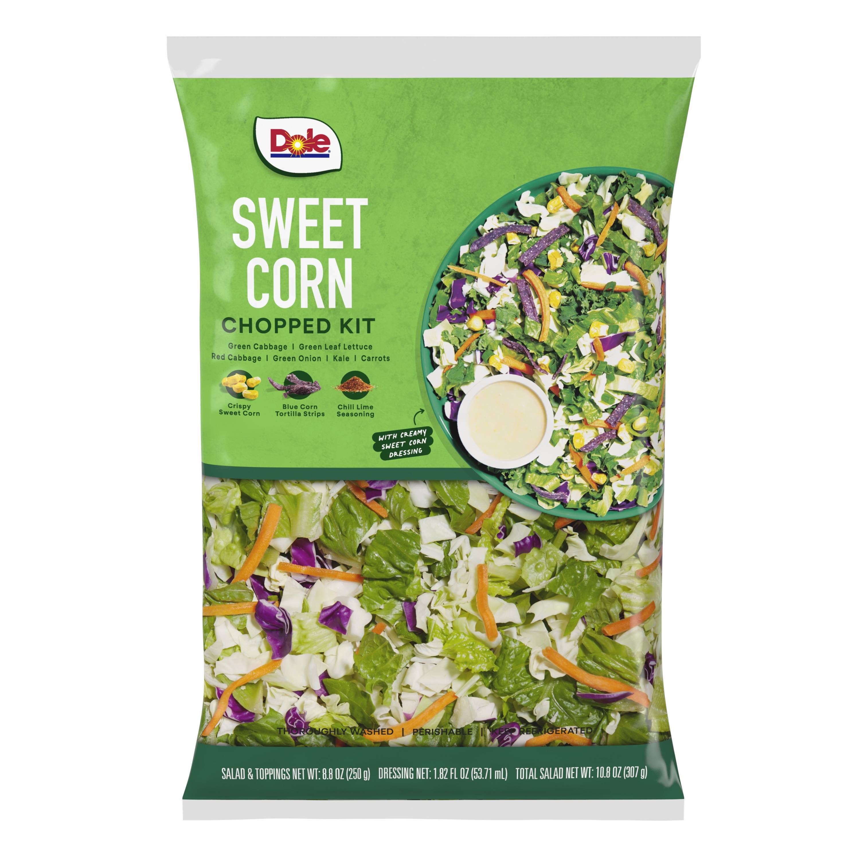 Dole Sweet Corn Chopped Salad Kit, 10.8oz Bag, Fresh