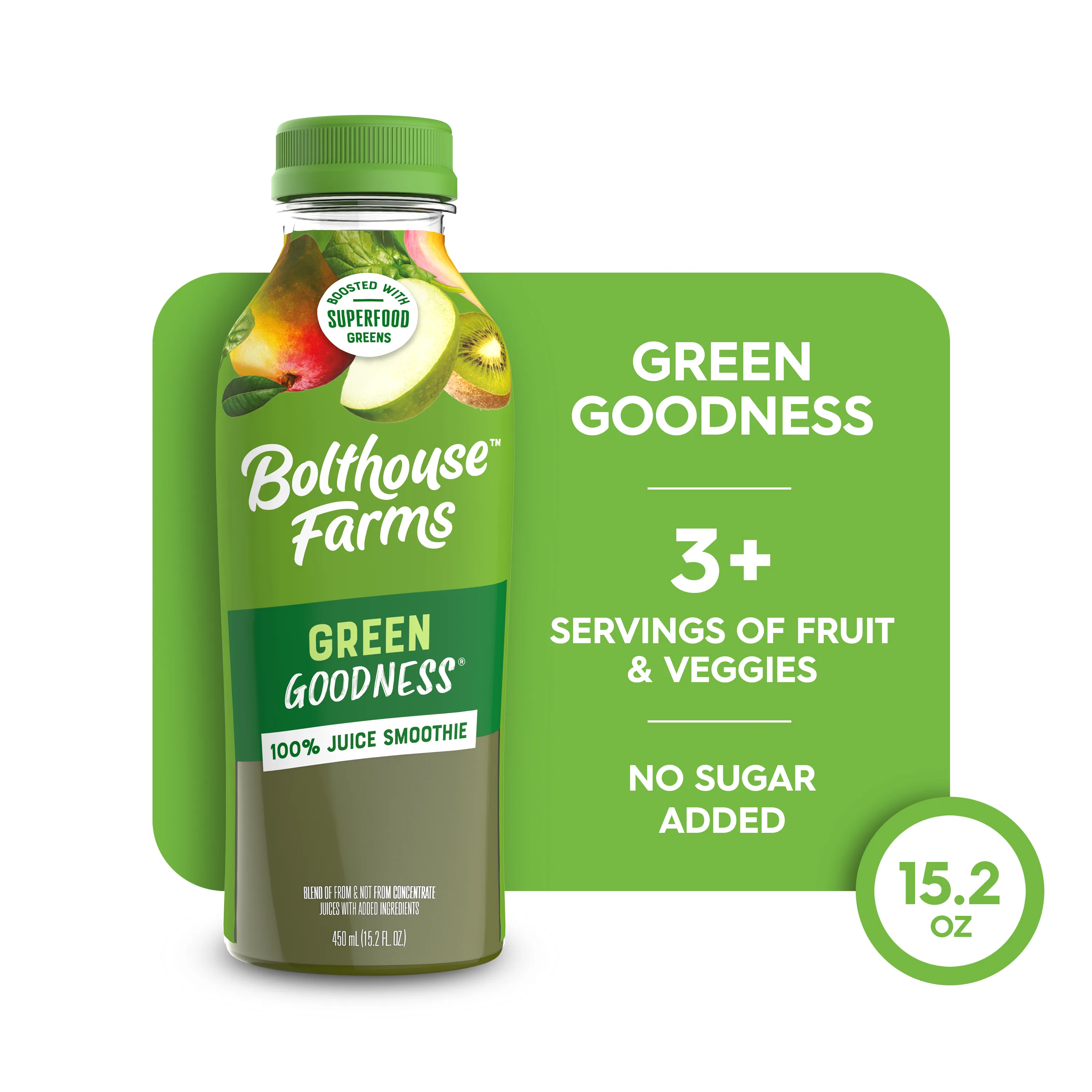 Bolthouse Farms Fruit Juice Smoothie, Green Goodness, 15.2 fl. oz. Bottle