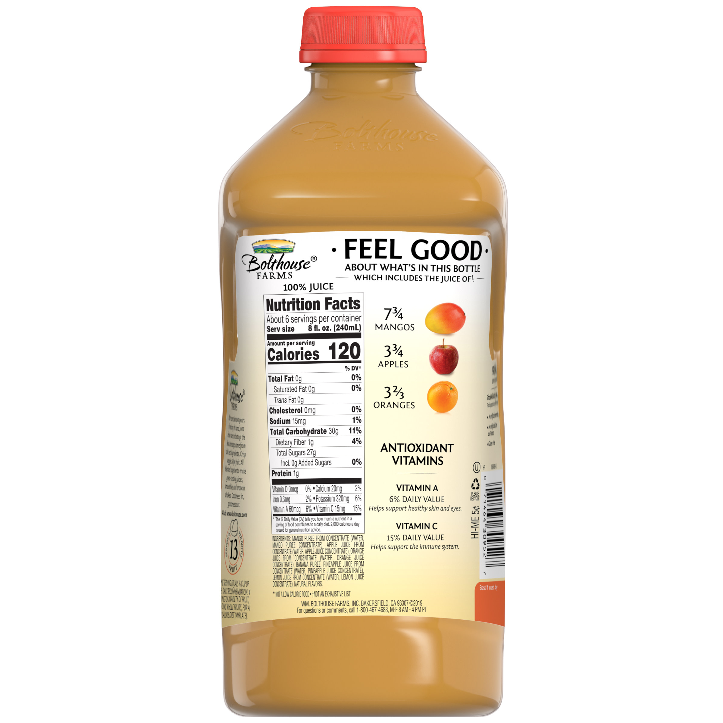 Bolthouse Farms Amazing Mango Fruit Juice Smoothie, 52oz thumbnail 4