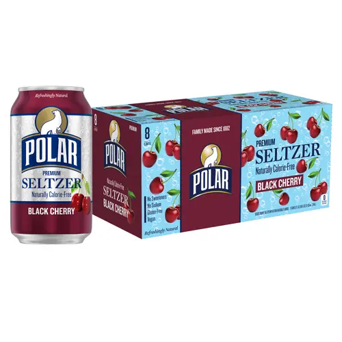 Polar Zero Calorie Black Cherry Sparkling Seltzer Water, 12 fl oz, 8 Pack Cans