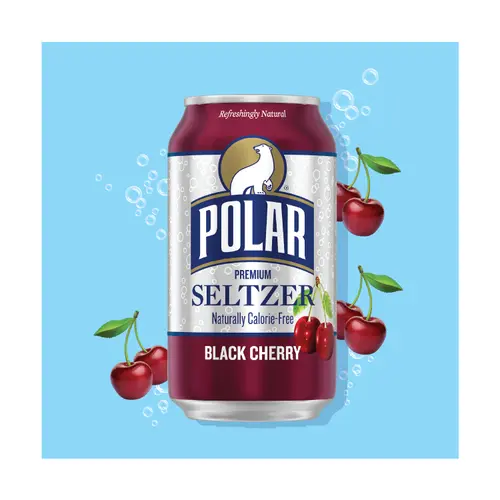Polar Zero Calorie Black Cherry Sparkling Seltzer Water, 12 fl oz, 8 Pack Cans thumbnail 2
