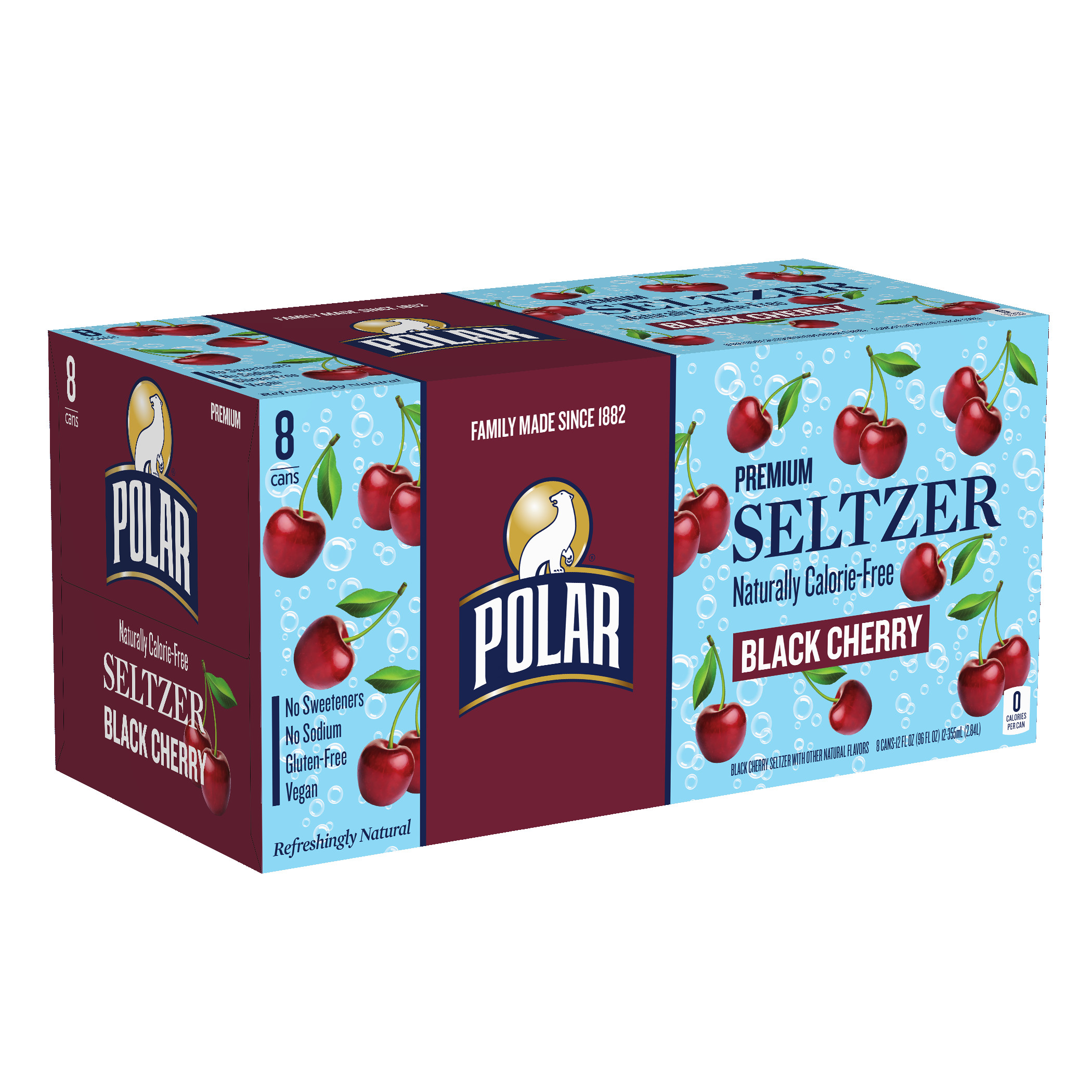 Polar Zero Calorie Black Cherry Sparkling Seltzer Water, 12 fl oz, 8 Pack Cans thumbnail 4