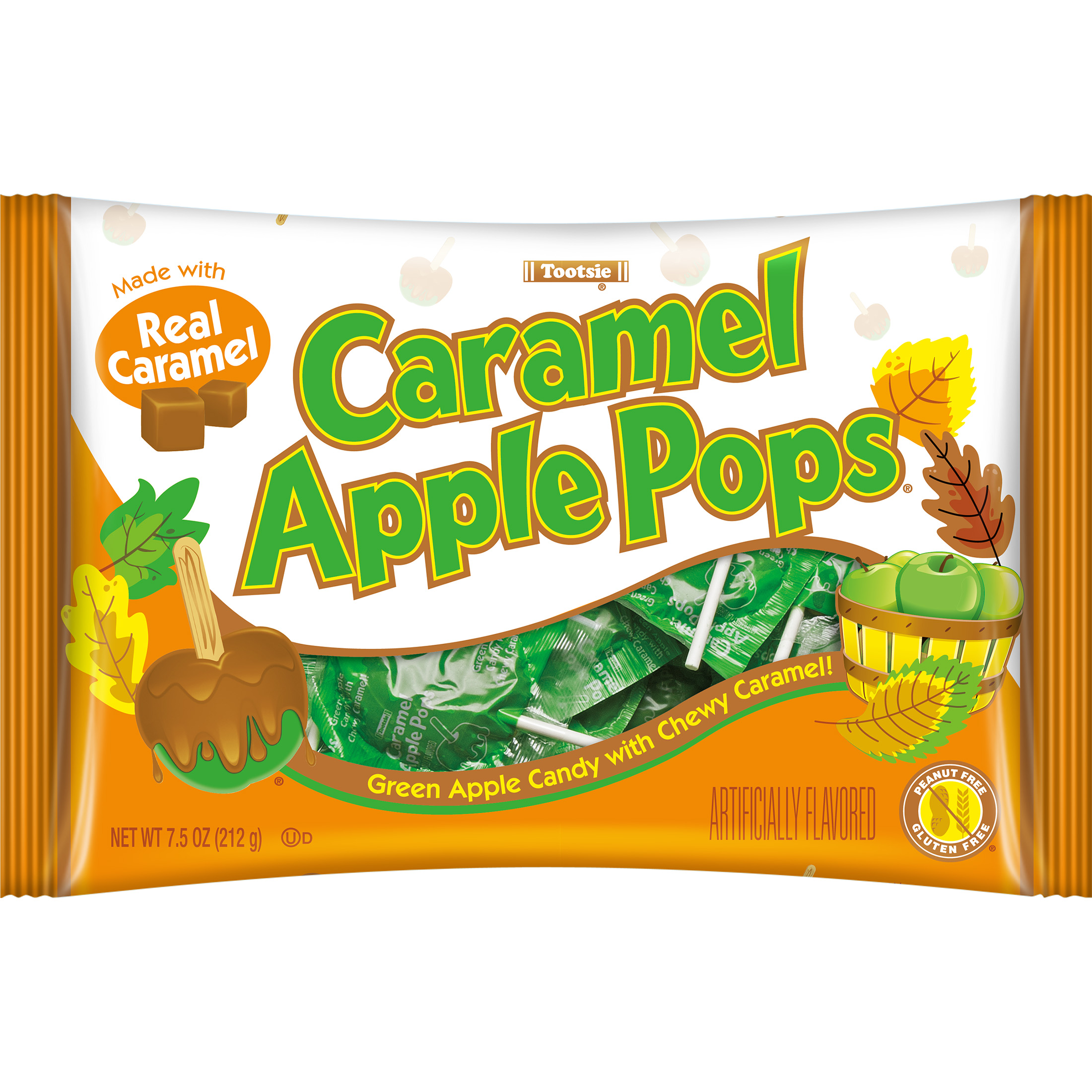 Caramel Apple Pops, Caramel Coated Green Apple Lollipops, Individually Wrapped, 7.5 oz
