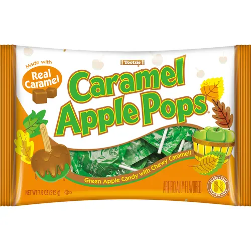 Caramel Apple Pops, Caramel Coated Green Apple Lollipops, Individually Wrapped, 7.5 oz
