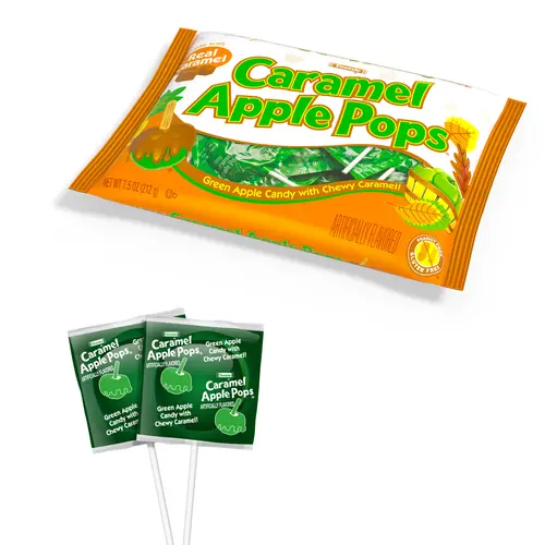 Caramel Apple Pops, Caramel Coated Green Apple Lollipops, Individually Wrapped, 7.5 oz thumbnail 4