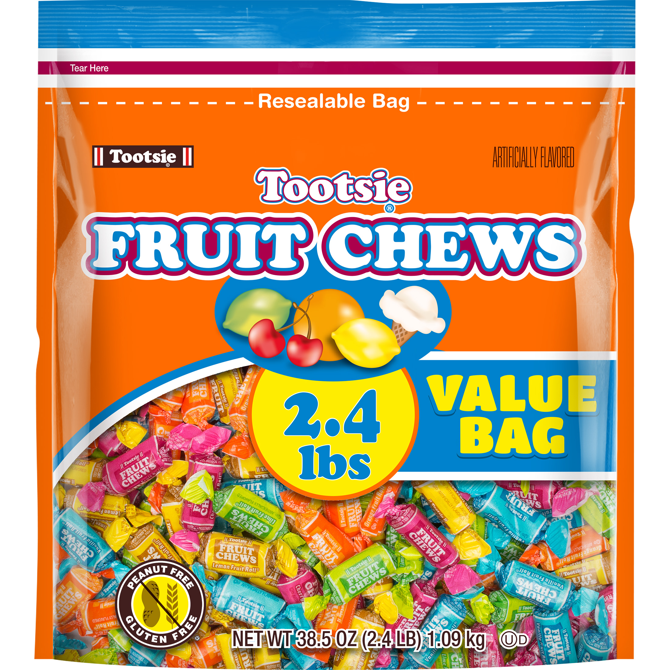 Tootsie Fruit Chews, Assorted Fruit Flavored Gluten Free Candy, 38.5 oz