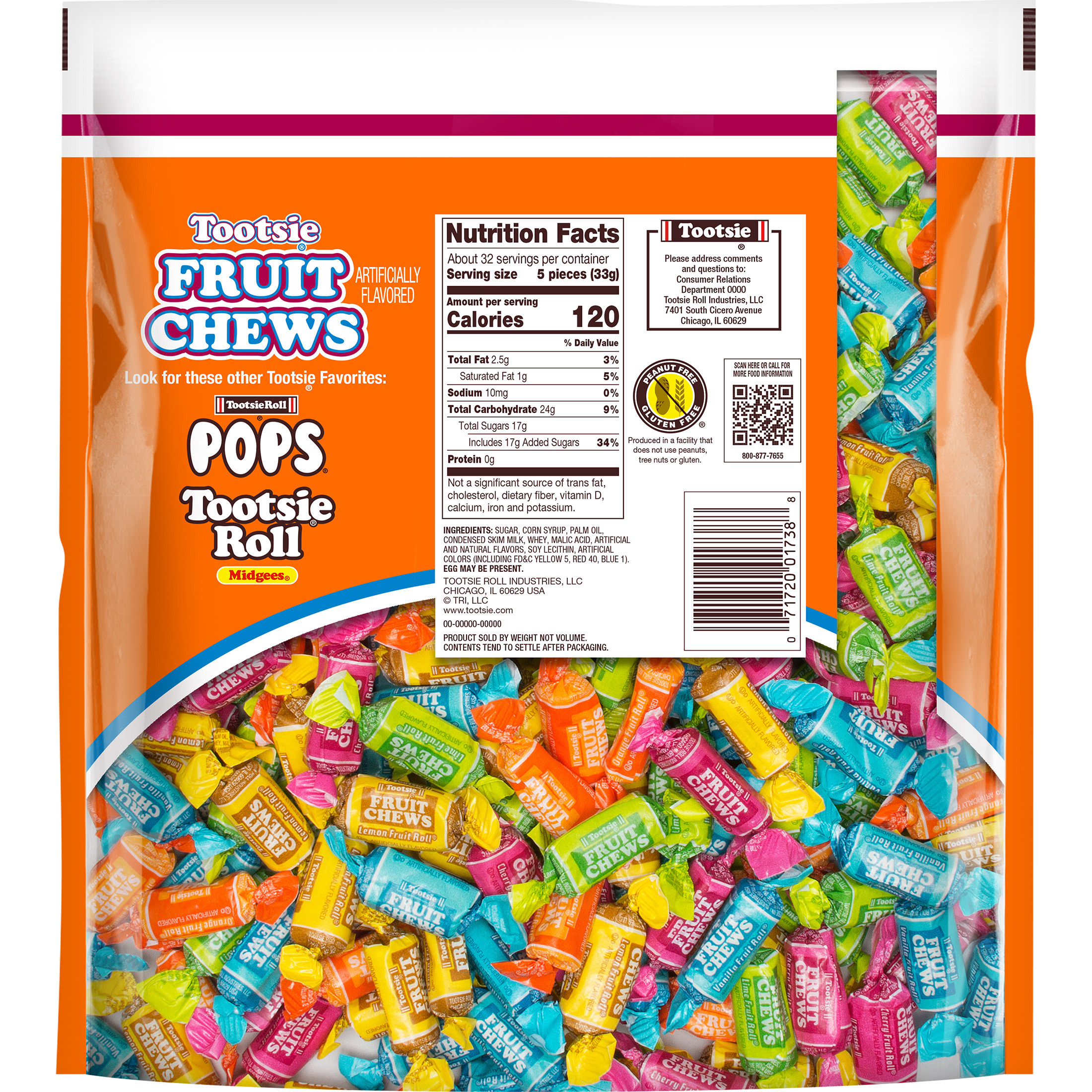 Tootsie Fruit Chews, Assorted Fruit Flavored Gluten Free Candy, 38.5 oz thumbnail 2