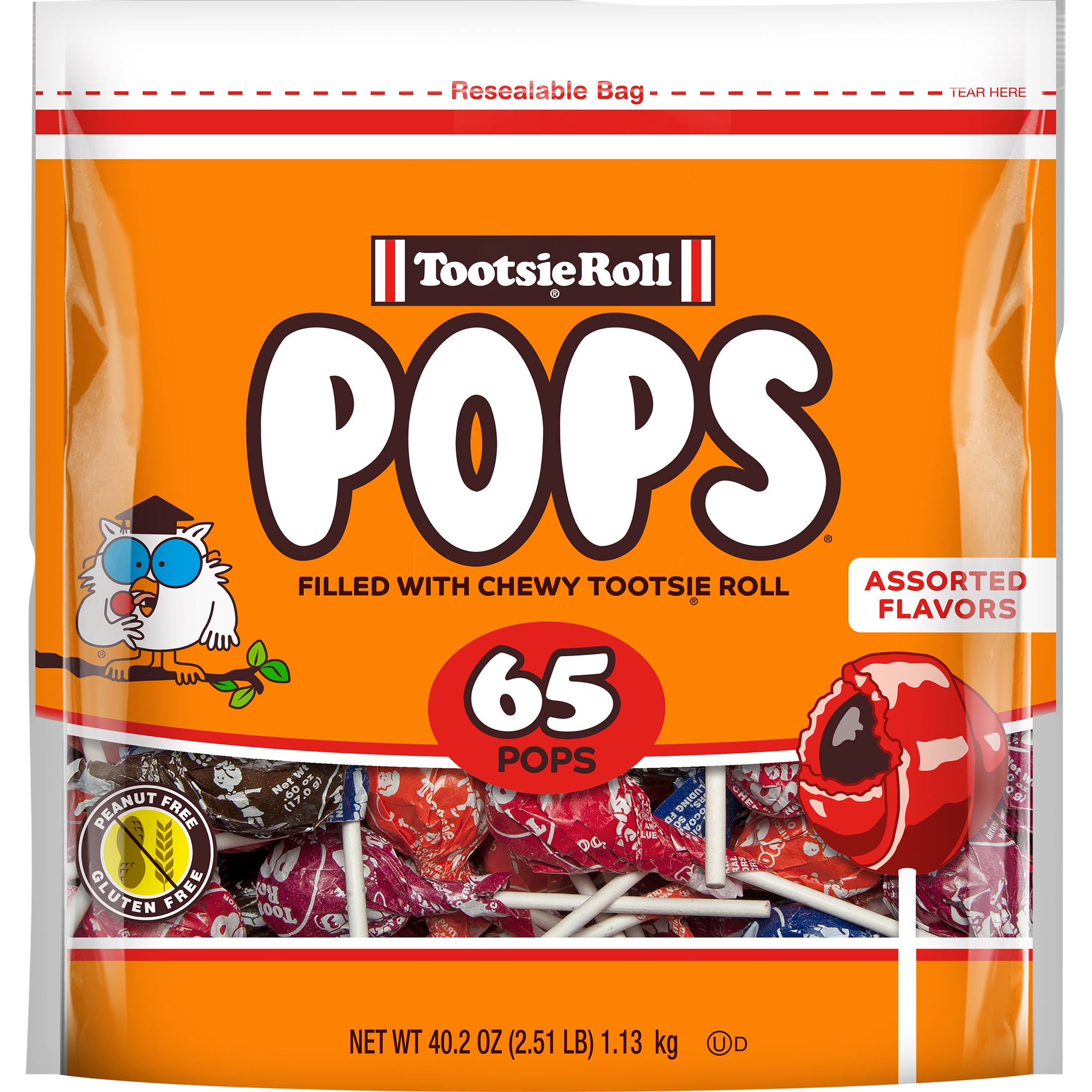 Tootsie Pops, Assorted Peanut Free and Gluten Free Lollipops, 65 Count