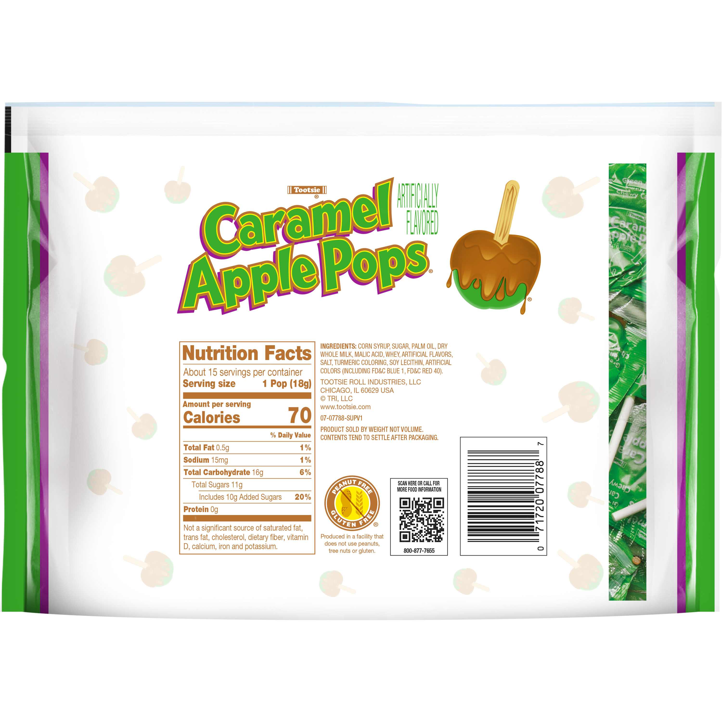 Tootsie Caramel Apple Pops, 9.4 oz. Gluten Free, Peanut Free. Contains Milk and Soy. thumbnail 2