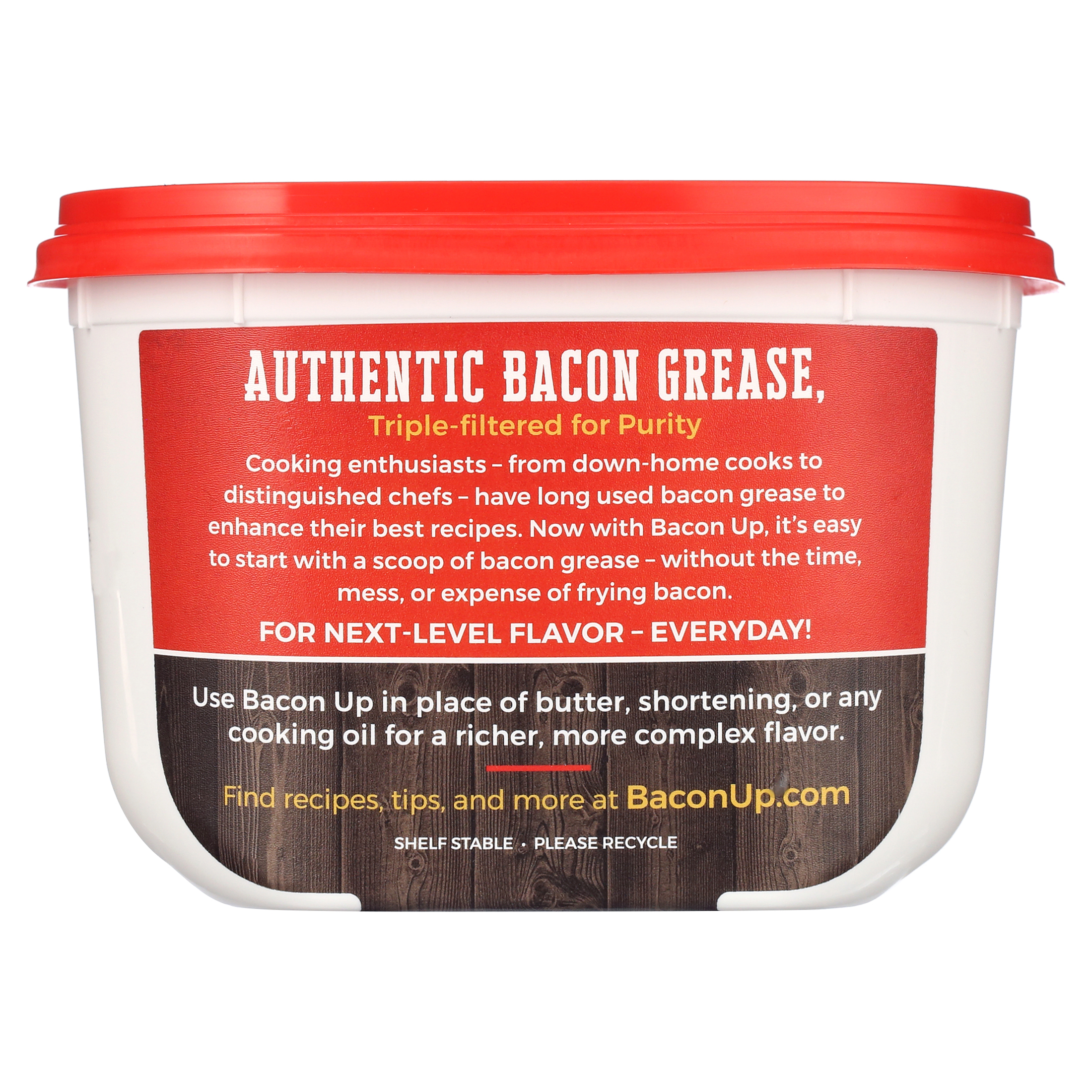 Bacon Up Bacon Grease 14 oz Tub, Fry, Cook, Bake, Griddle & Cast Iron Seasoning, Rendered Animal Fat thumbnail 2