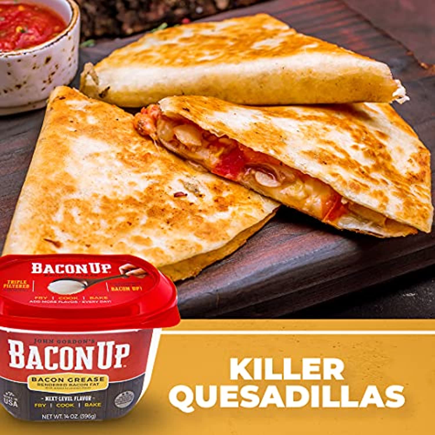 Bacon Up Bacon Grease 14 oz Tub, Fry, Cook, Bake, Griddle & Cast Iron Seasoning, Rendered Animal Fat thumbnail 4