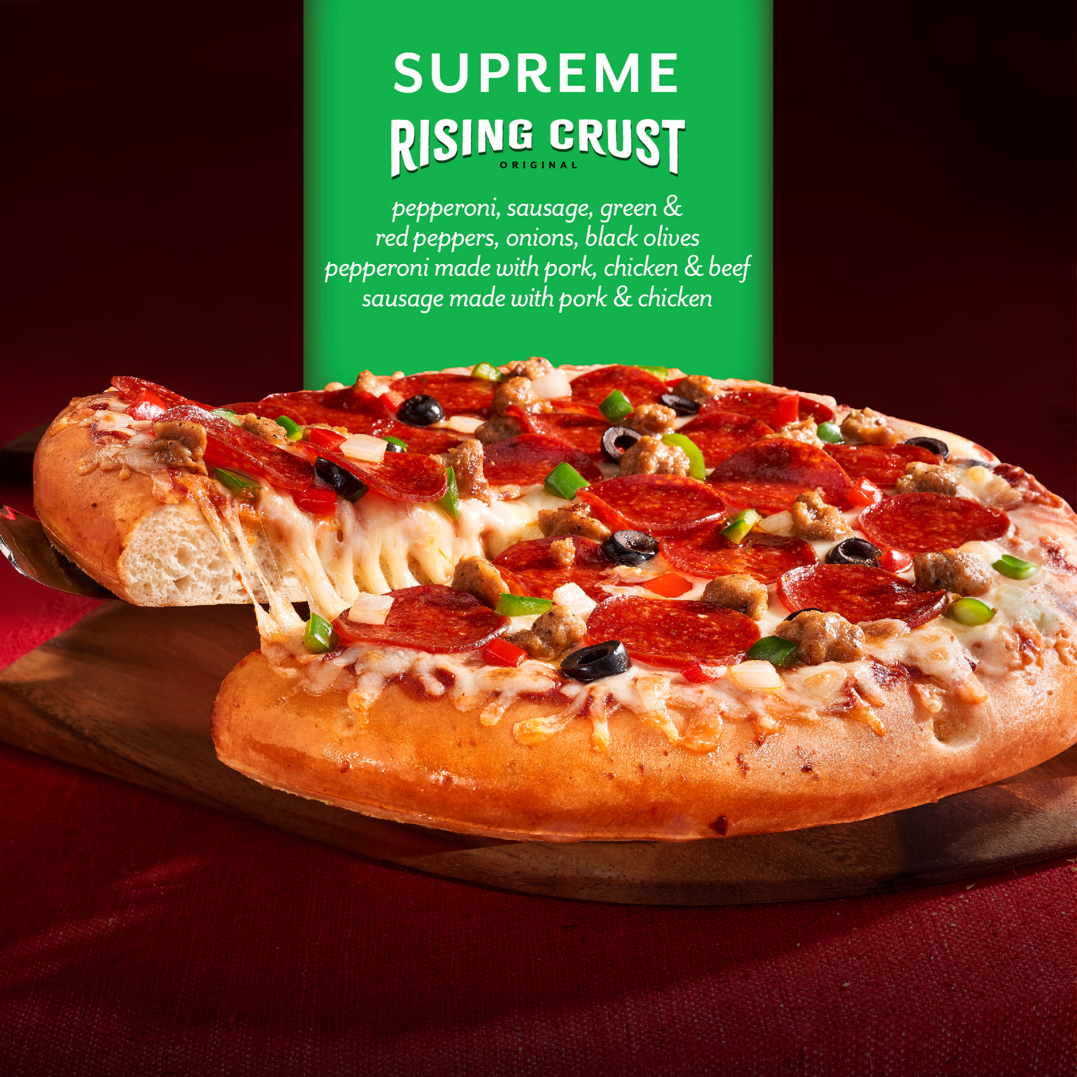 DiGiorno Rising Crust Supreme Meat Pizza with Cheese, Pepperoni, Beef, and Sausage, 29.3 oz (Frozen) thumbnail 3