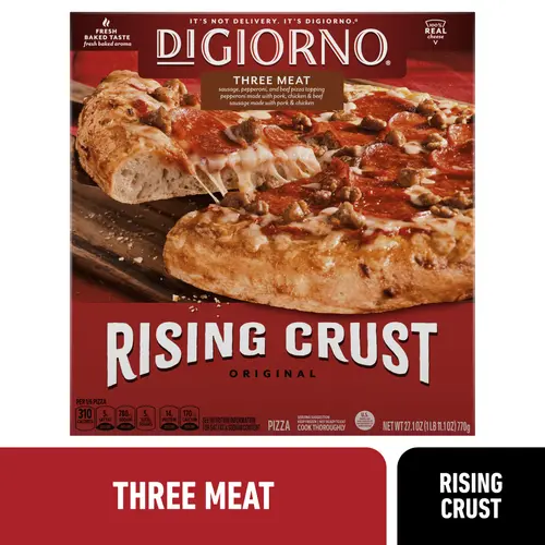 DiGiorno Rising Crust Three Meat Pizza with Cheese, Pepperoni, Beef, and Sausage, 27.1 oz (Frozen)