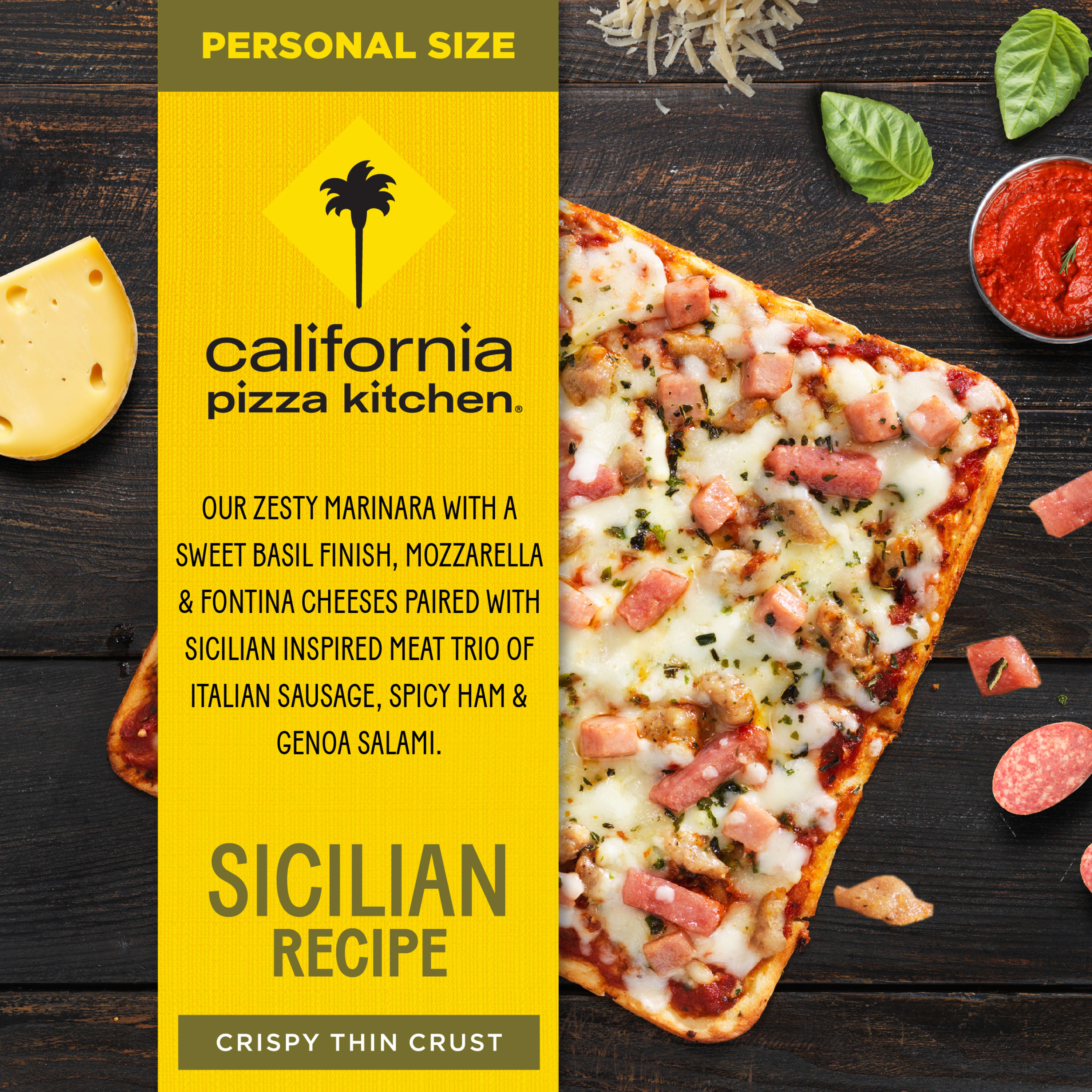 California Pizza Kitchen Sicilian Recipe Pizza Personal Size Frozen Food with Crispy Thin Crust, 5.9 oz thumbnail 4