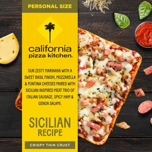 California Pizza Kitchen Sicilian Recipe Pizza Personal Size Frozen Food with Crispy Thin Crust, 5.9 oz thumbnail 4