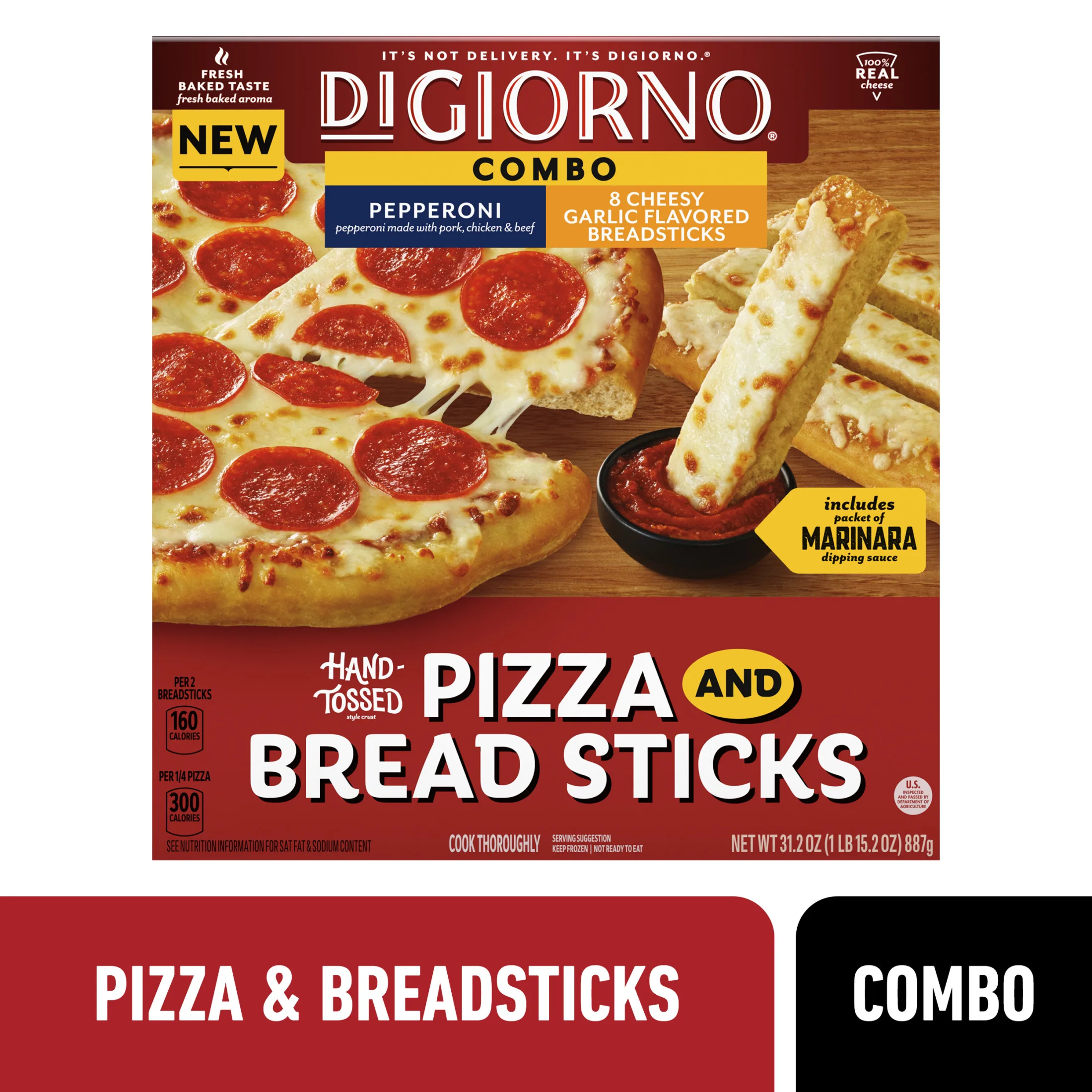 DiGiorno Pepperoni Pizza and Cheese Breadsticks Snacks Dinner Kit, 31.2 oz (Frozen)