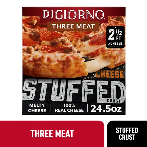 DiGiorno Stuffed Crust Cheese and Three Meat Pizza with Cheese, Pepperoni, Beef, and Sausage, 24.5 oz (Frozen)