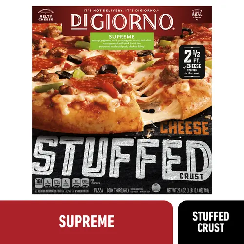 DiGiorno Stuffed Crust Cheese, Veggie, and Meat Supreme Pizza, 26.4 oz (Frozen)