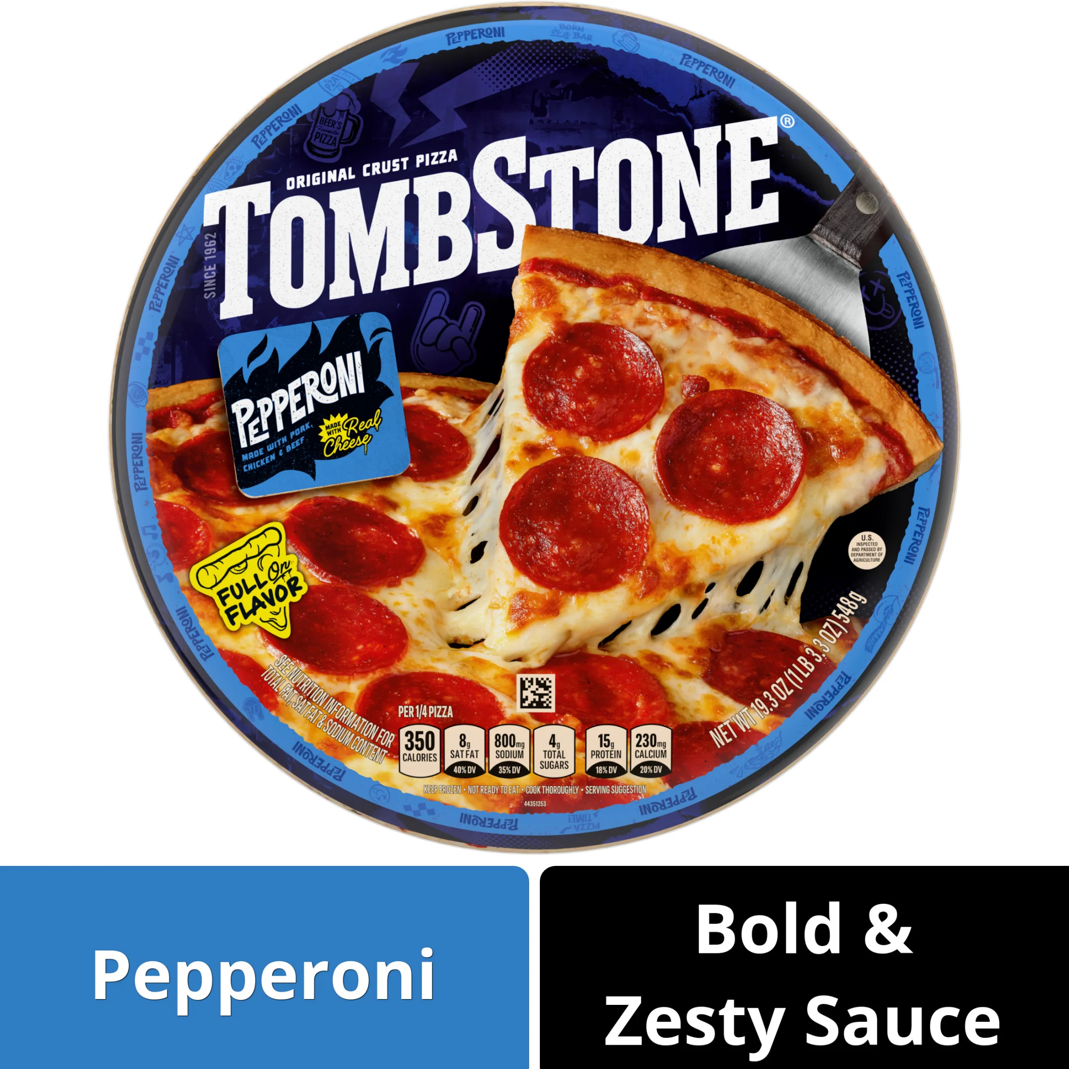 Tombstone Pepperoni, Original Thin Crust Pizza with Zesty Tomato Sauce, 19.3 oz (Frozen)â€‹