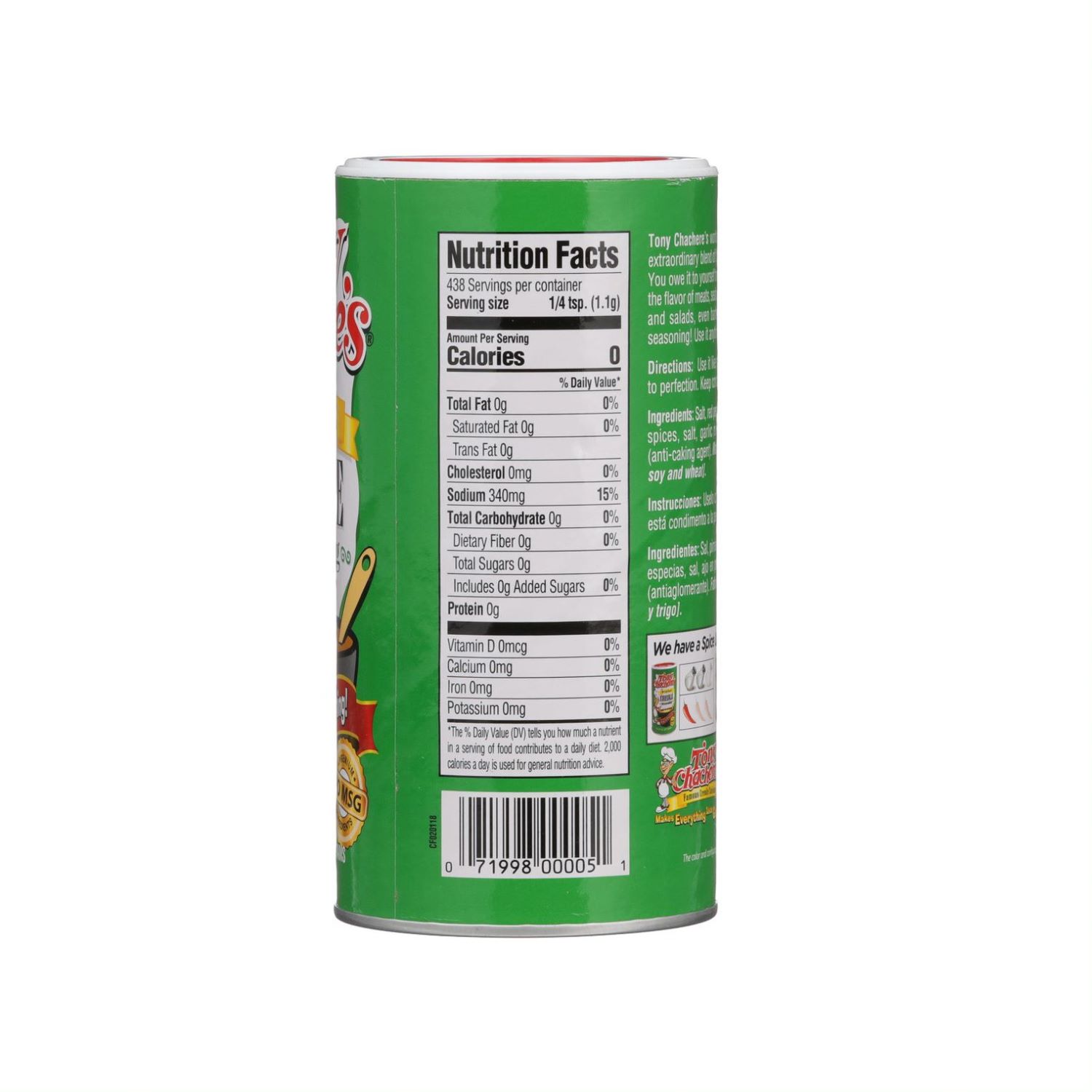 Tony Chachere's, Cajun, Creole, Original Seasoning, 17 oz, Shelf Stable, Nut Free, No MSG thumbnail 4