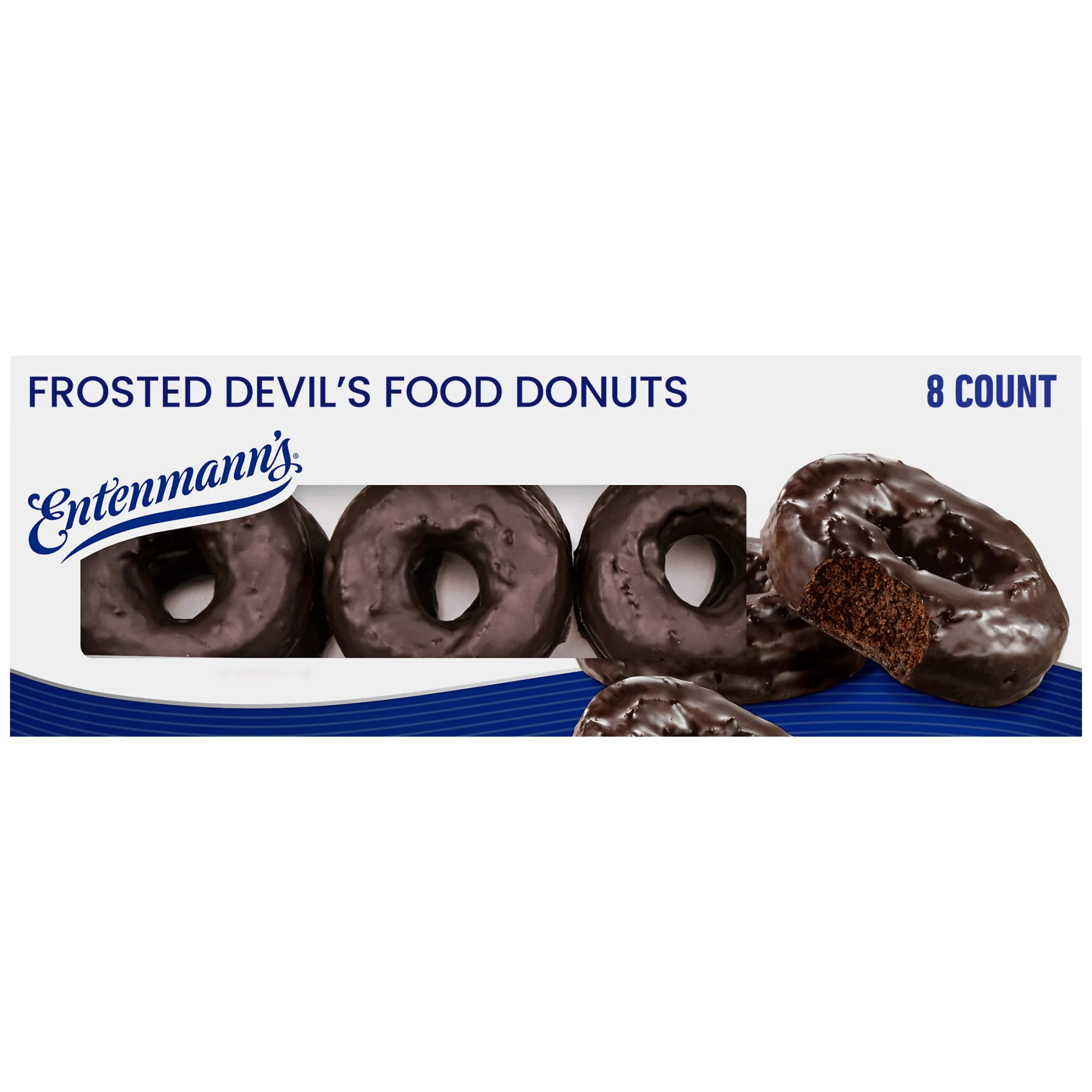 Entenmann's Frosted Devil's Food Donuts, 8 count, Chocolate Donuts, 17.5 oz Box