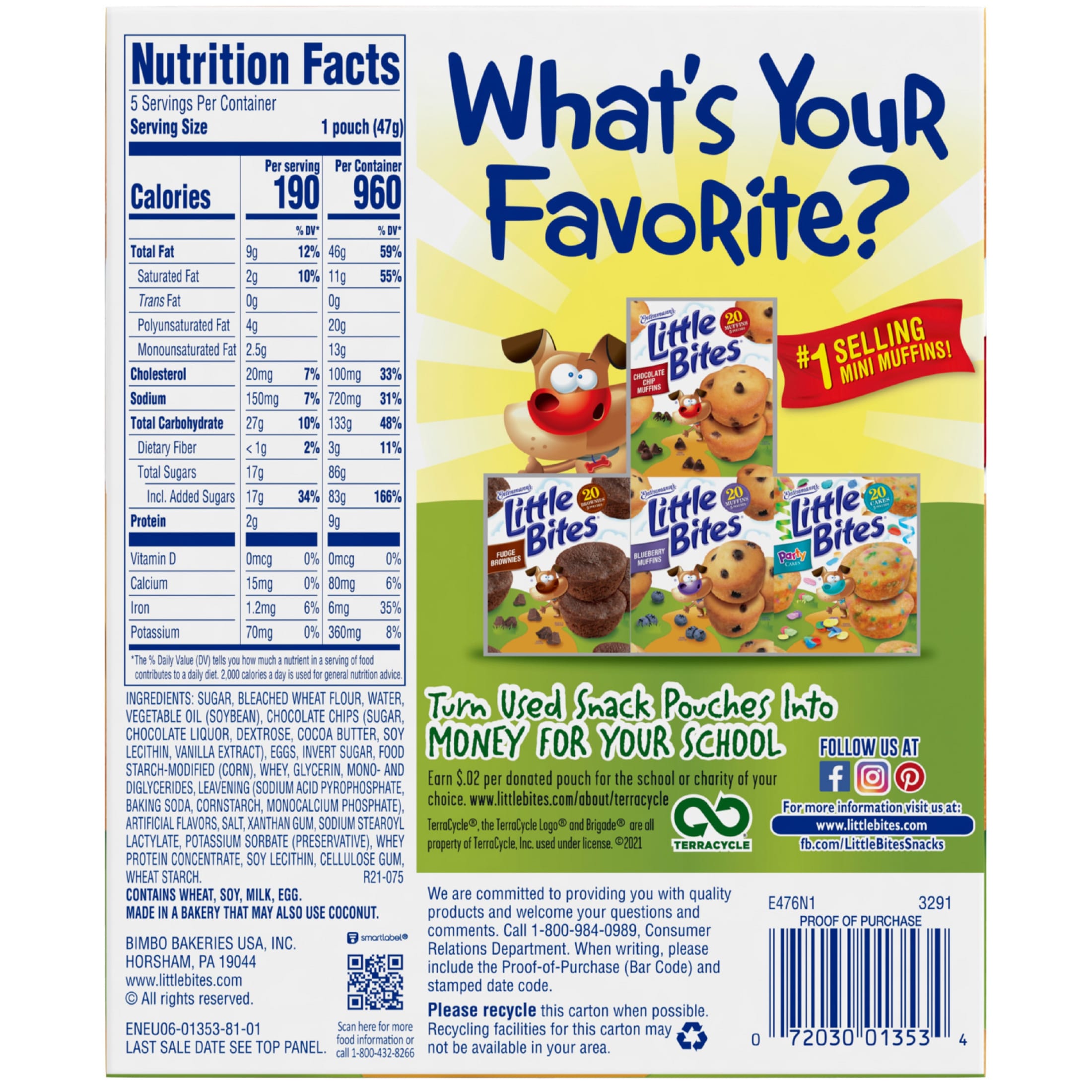 Little Bites Chocolate Chip Muffins, 5 packs, Mini Muffins, 8.25 oz Multipack thumbnail 4