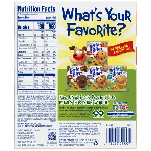Little Bites Chocolate Chip Muffins, 5 packs, Mini Muffins, 8.25 oz Multipack thumbnail 4