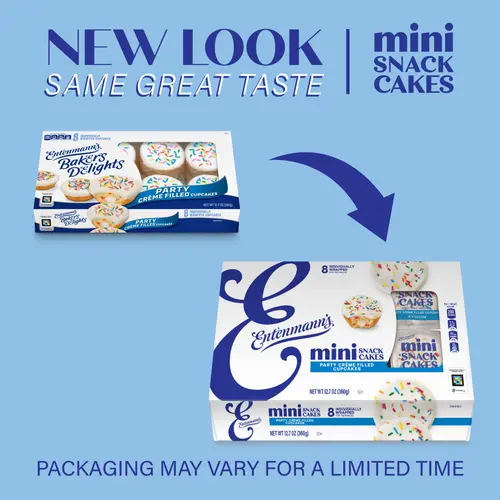 Entenmann's Party Creme Filled Cupcakes, 8 packs, Sugar Cupcakes, 12.7 oz Box thumbnail 2