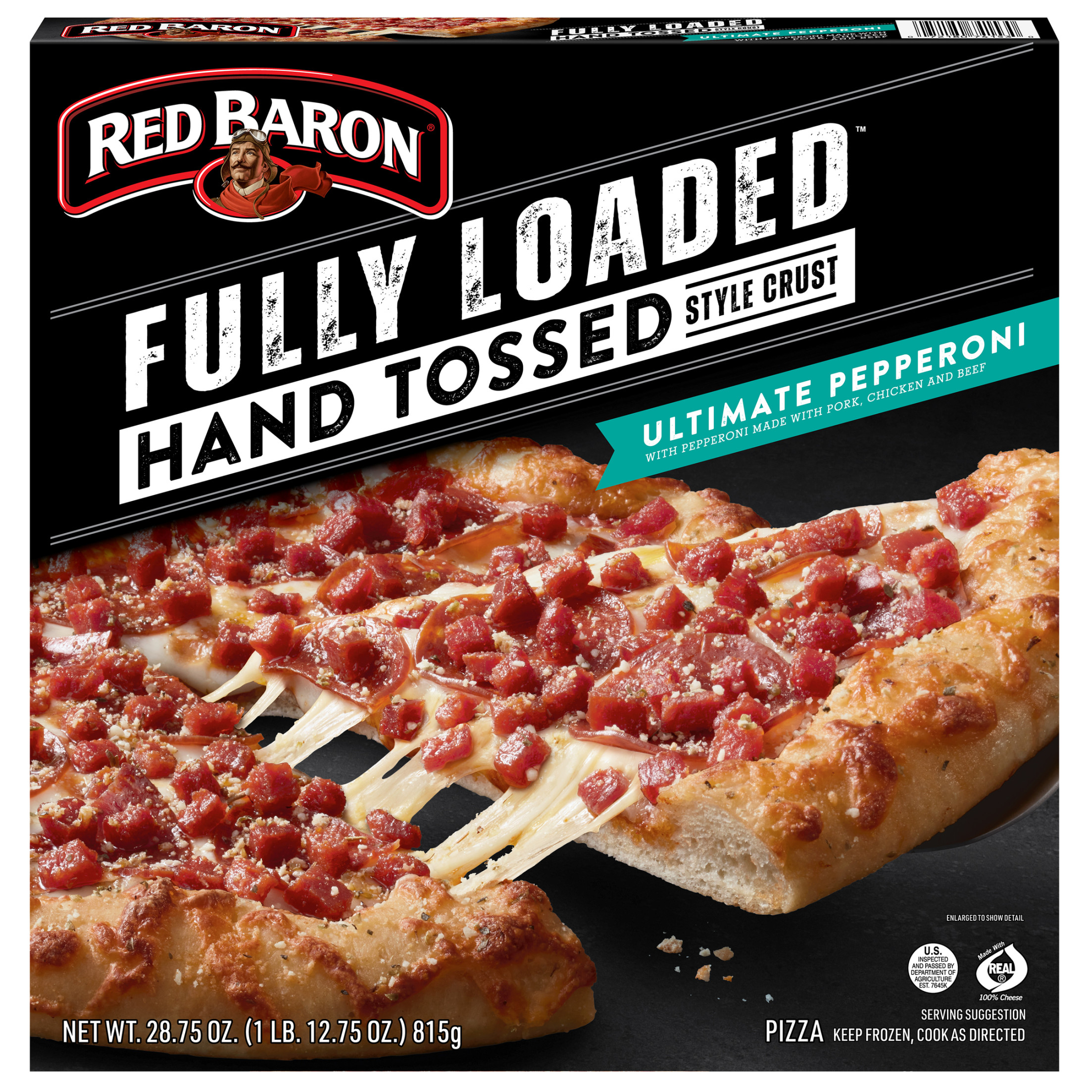 Red Baron Fully Loaded Pepperoni Hand Tossed Crust Frozen Pizza, 28.75 oz thumbnail 2