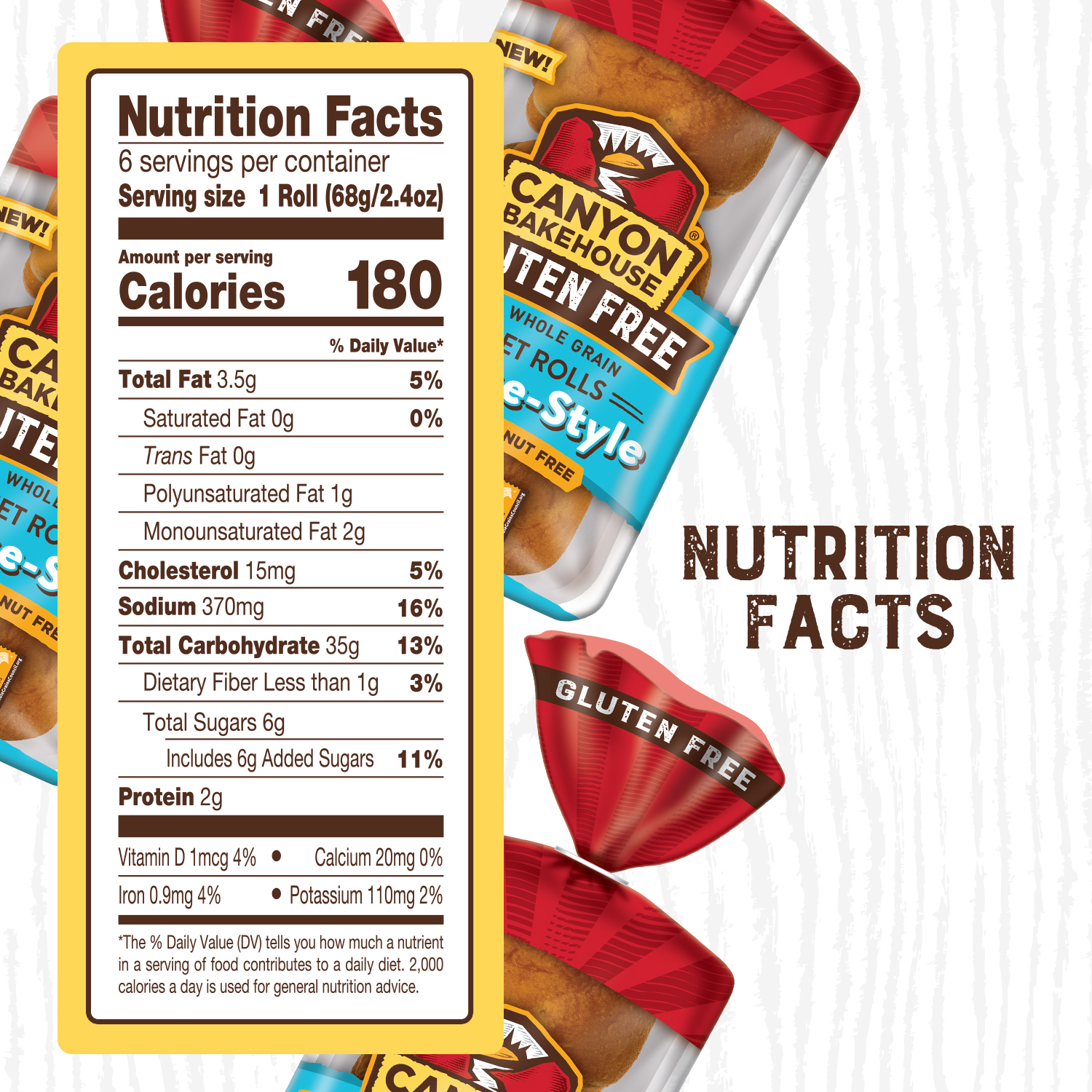 Canyon Bakehouse Brioche-Style Sweet Rolls, Gluten Free Brioche Dinner Rolls, Fresh, 6 Count thumbnail 4