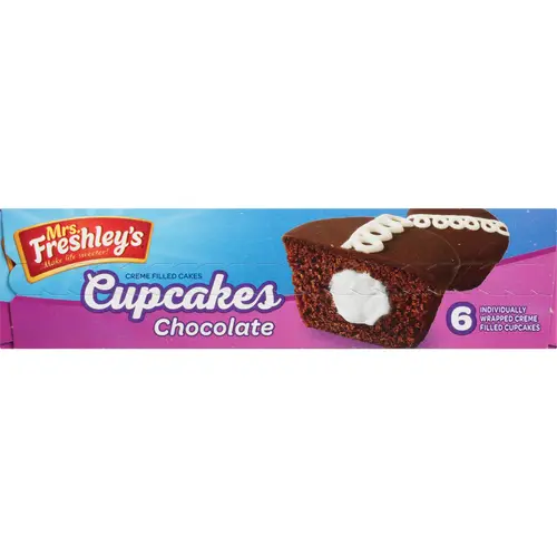 Mrs. Freshley'sÂ®, Chocolate, Creme Filled Cupcakes, 12 oz. 6-2 oz. thumbnail 2
