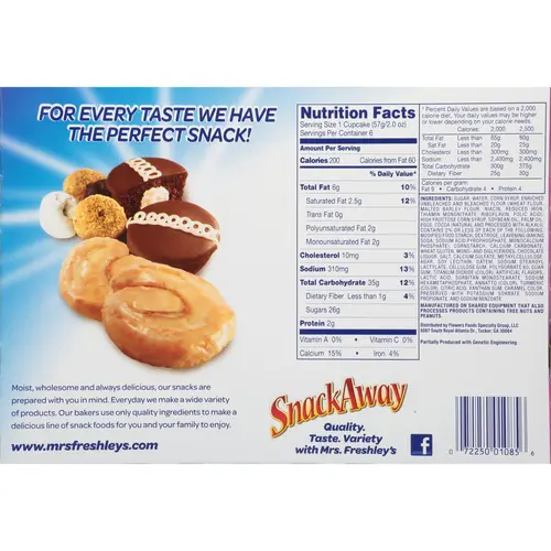 Mrs. Freshley'sÂ®, Chocolate, Creme Filled Cupcakes, 12 oz. 6-2 oz. thumbnail 3