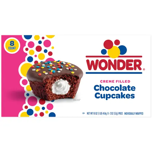 Wonder CrÃ¨me Filled Chocolate Cupcakes, Individually Wrapped Cupcakes, 8 Count