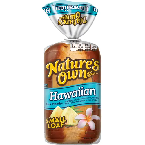 Nature's Own Hawaiian, Small Loaf Size, Sliced Hawaiian Bread, 12 oz Loaf