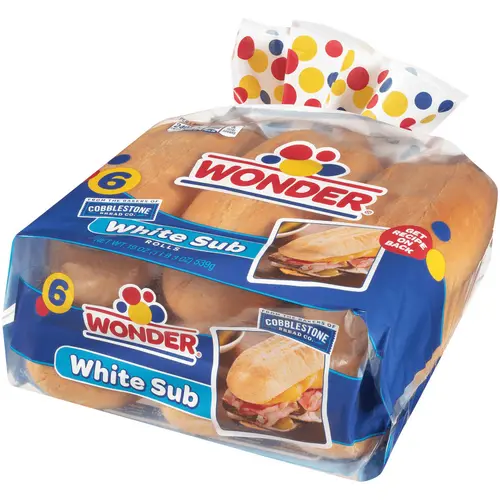 Wonder Bread Sub Rolls, White Bread Rolls, 19 oz, 6 Count, Shelf-Stable thumbnail 2