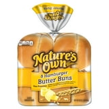 Nature's Own White Hamburger Butter Buns, 16 oz, 8 Ct, Shelf-Stable