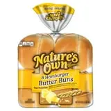 Nature's Own White Hamburger Butter Buns, 16 oz, 8 Ct, Shelf-Stable