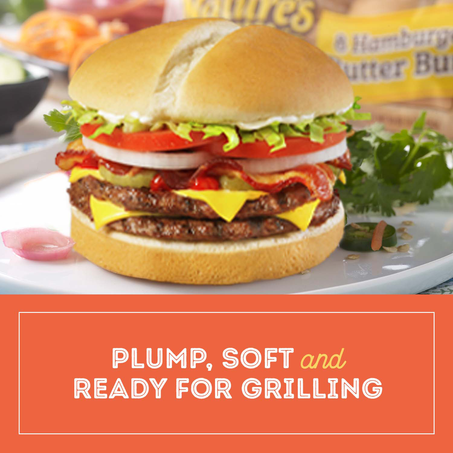 Nature's Own White Hamburger Butter Buns, 16 oz, 8 Ct, Shelf-Stable thumbnail 3